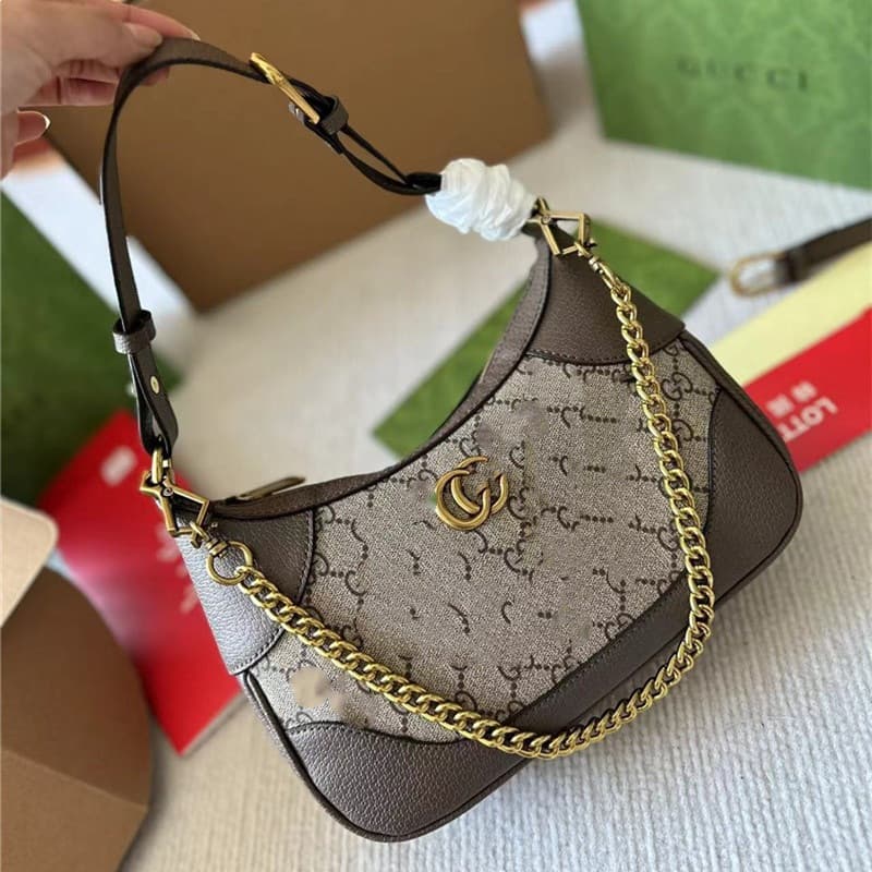 Genuine Leather Fashion Women's Bag 2025 Trendy Shoulder Bag Versatile Horn-Shaped Premium Chain Crossbody Bag Chic