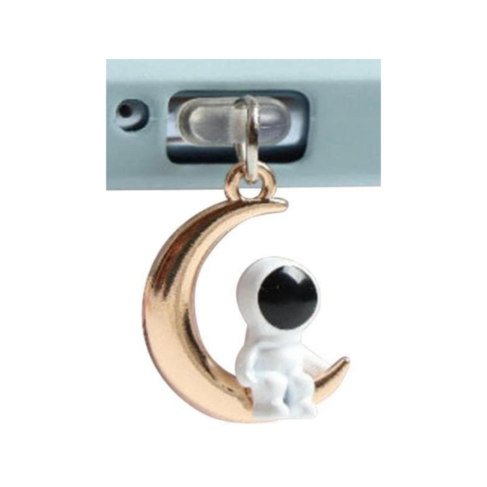 Phone Dust Plug Type-C Charging Port Cover Cartoon Astronaut Phone Charm Silicone Android Charging Port Decor