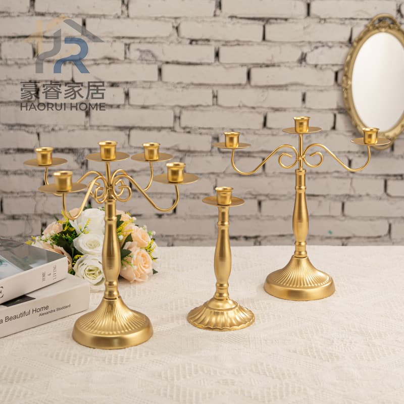 European Style Retro Candlestick Light Luxury Home Decorations Restaurant Atmosphere Three-head Five-head Ornaments Light Luxury Ornaments