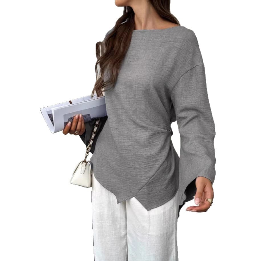 2026 Cross-Border Amazon Independent Site Spring/Summer Elegant Feature Women's Casual Everyday Easy-to-Wear Solid Color Drop Shoulder Wide