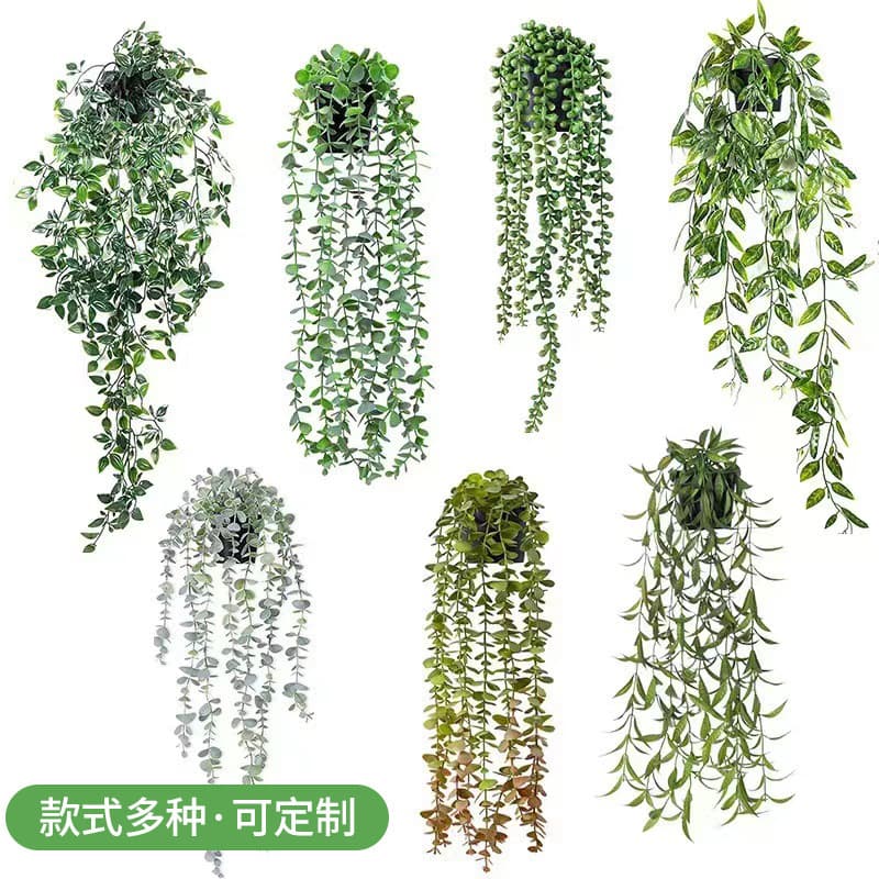 Amazonian artificial hanging plants, datura, eucalyptus, eucalyptus leaves, vines, fake potted plants for indoor and outdoor decoration.