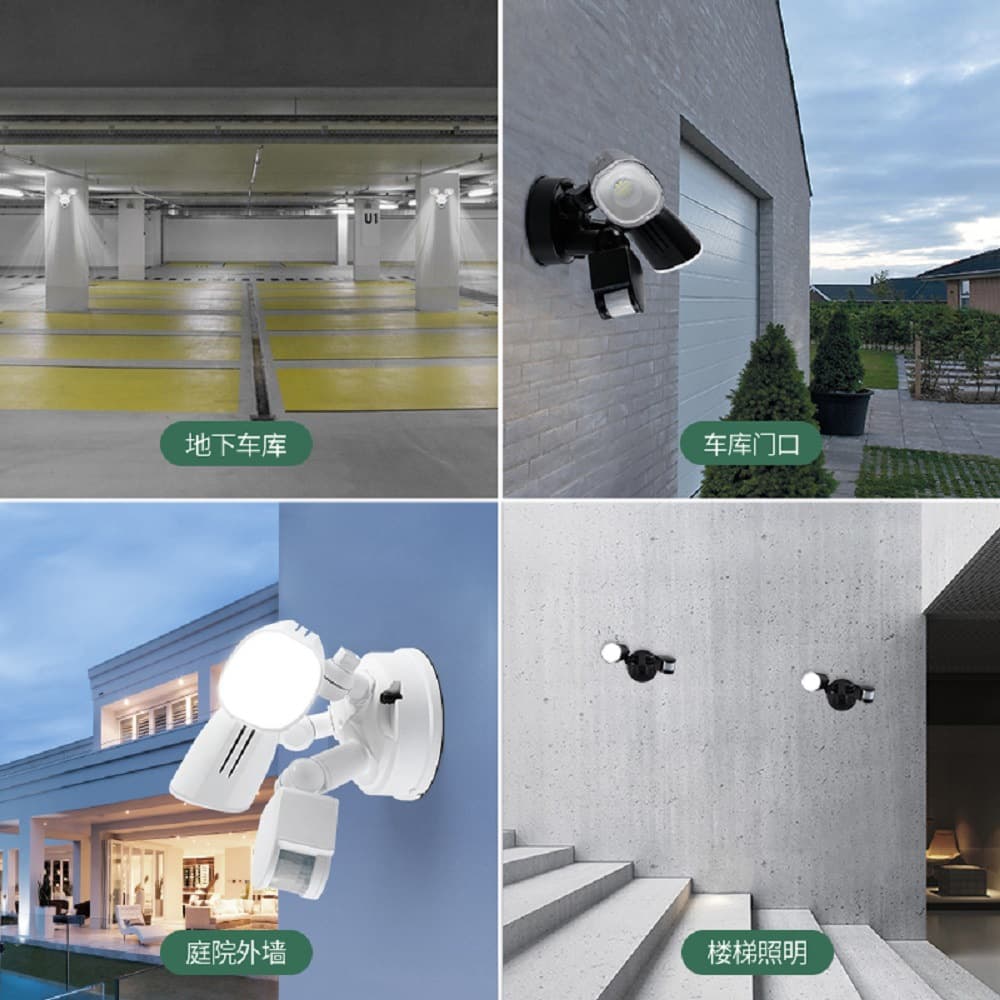 US Standard ETL Certified Human Infrared Sensor Garden Light, Amazon Hot-seller Dual-head Sensor Wall Light and Spotlight
