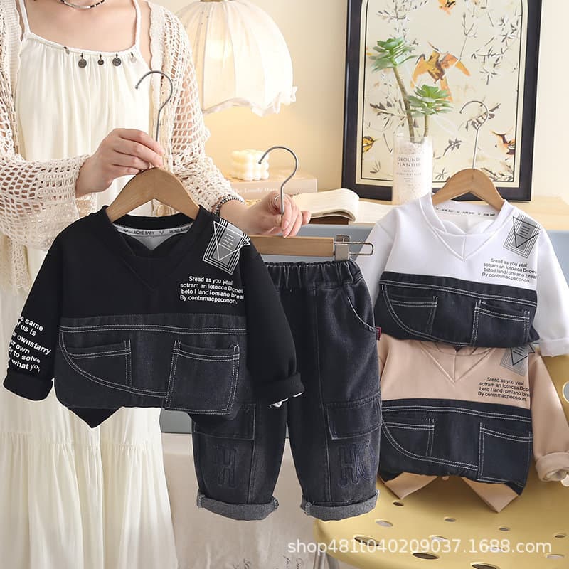 Boys Spring/Autumn Set 2026 Spring New Korean Style Set Fashionable Baby Two-Piece Set Internet Celebrity Clothes Set Korean Style