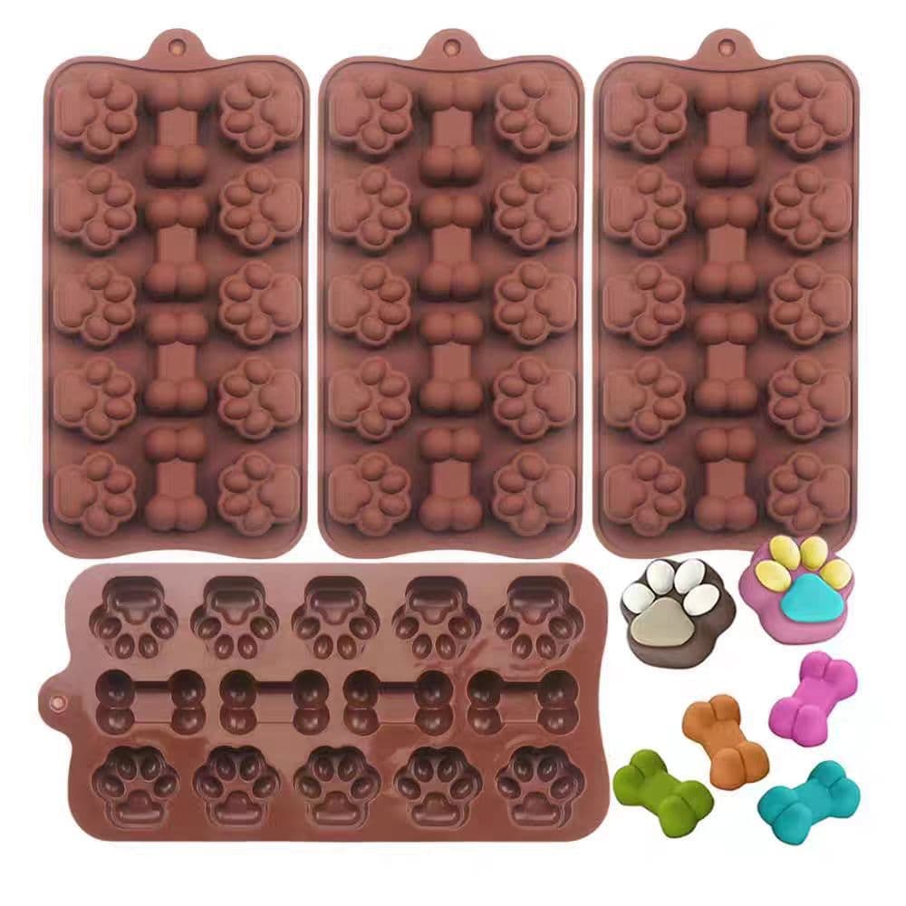 14-Cavity Cat Paw Bone Silicone Mold for Wax Bottle Candy, Rice Cake, Jelly, Plaster, and Handmade Soap Making Tool