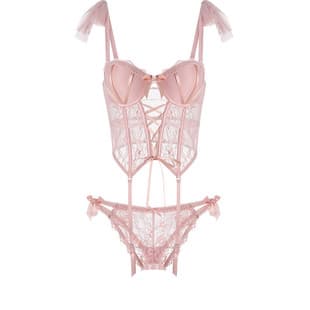 Congsha Sexy Temptress Lingerie Pure Desire Lace Corset Shapewear Bra Vest Waist-Cinching Set