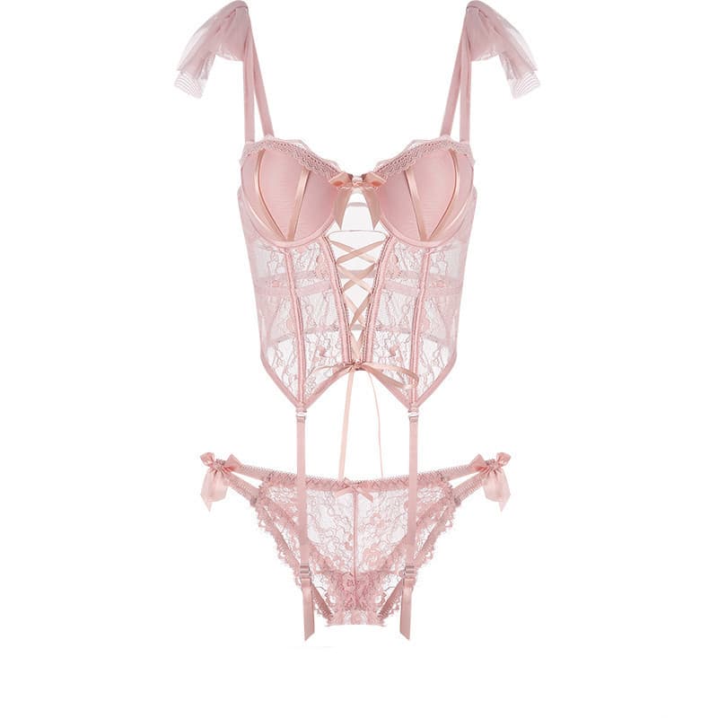 Cong Sha Sexy Beauty Sexy Lingerie Pure Desire Temptation Lace Fishbone Bra Shaping Bra Vest Corset Set
