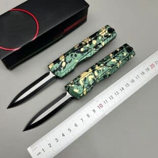 New Cross-Border OTF Microtech Holy Fire Camo Aluminum Handle Outdoor Small Knife Camping EDC Portable Pocket Knife