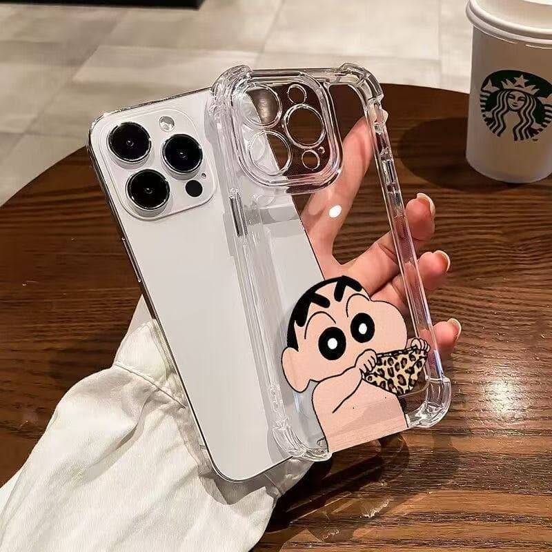 Four-corner airbag underwear Crayon Shin-chan Apple 16 Pro Max phone case iPhone 15 full coverage 13 14 anti-drop 12