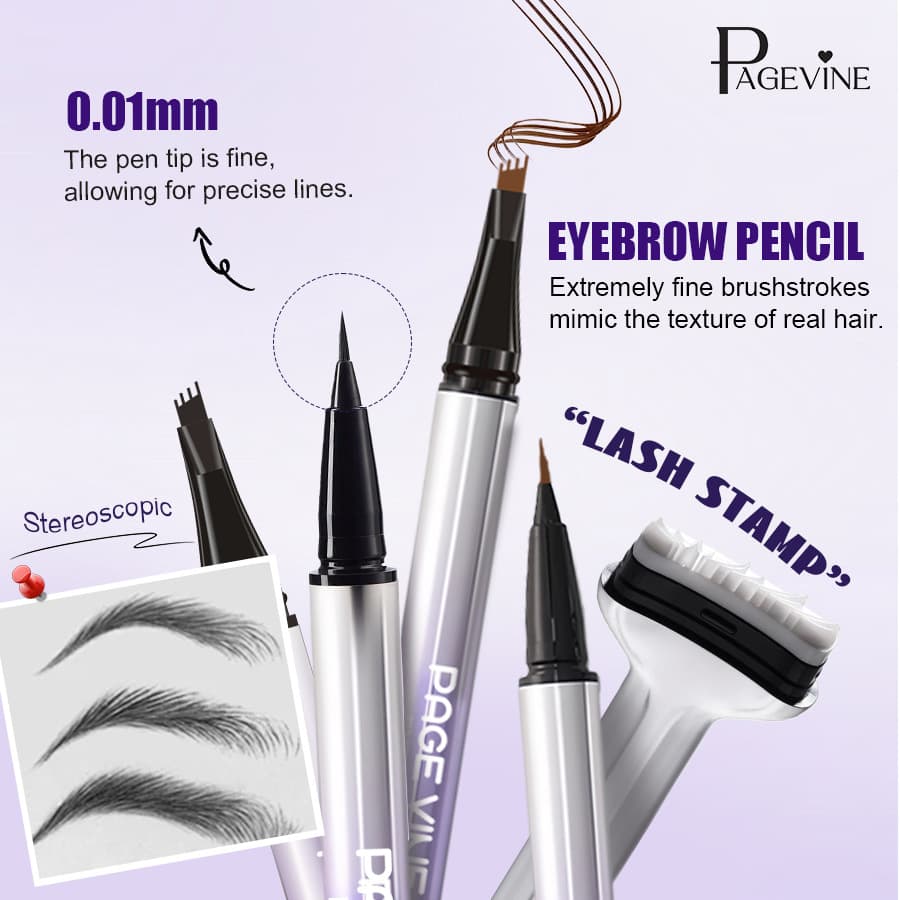Cross-border PAGE VINE Lower Lash Stamp Eyeliner Pen, Long-lasting Smudge-proof Eyebrow Pencil, Mascara & Eyeliner 3-in-1