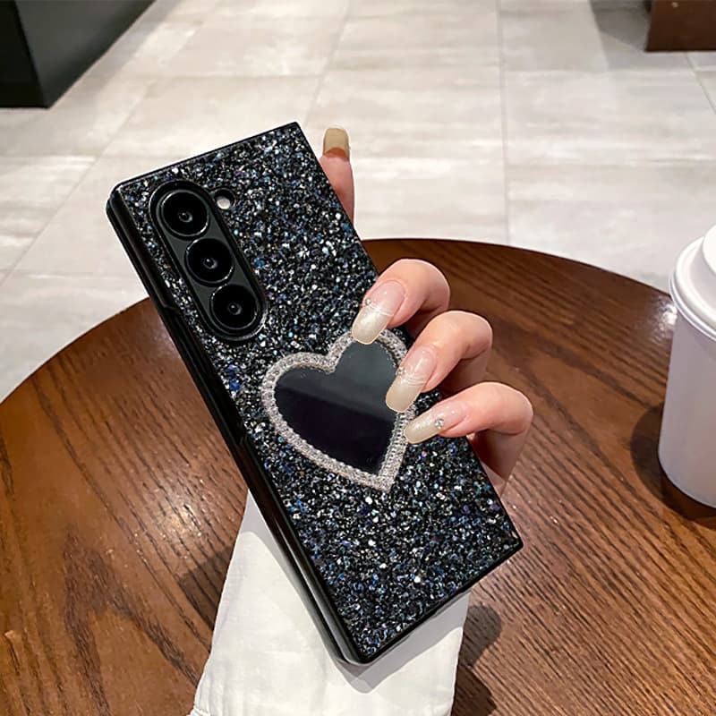 Compatible with Samsung Z Fold 7 Phone Case Shockproof Foldable Screen Z Fold 8 Protective Cover Frosted Starry Glitter Mirror