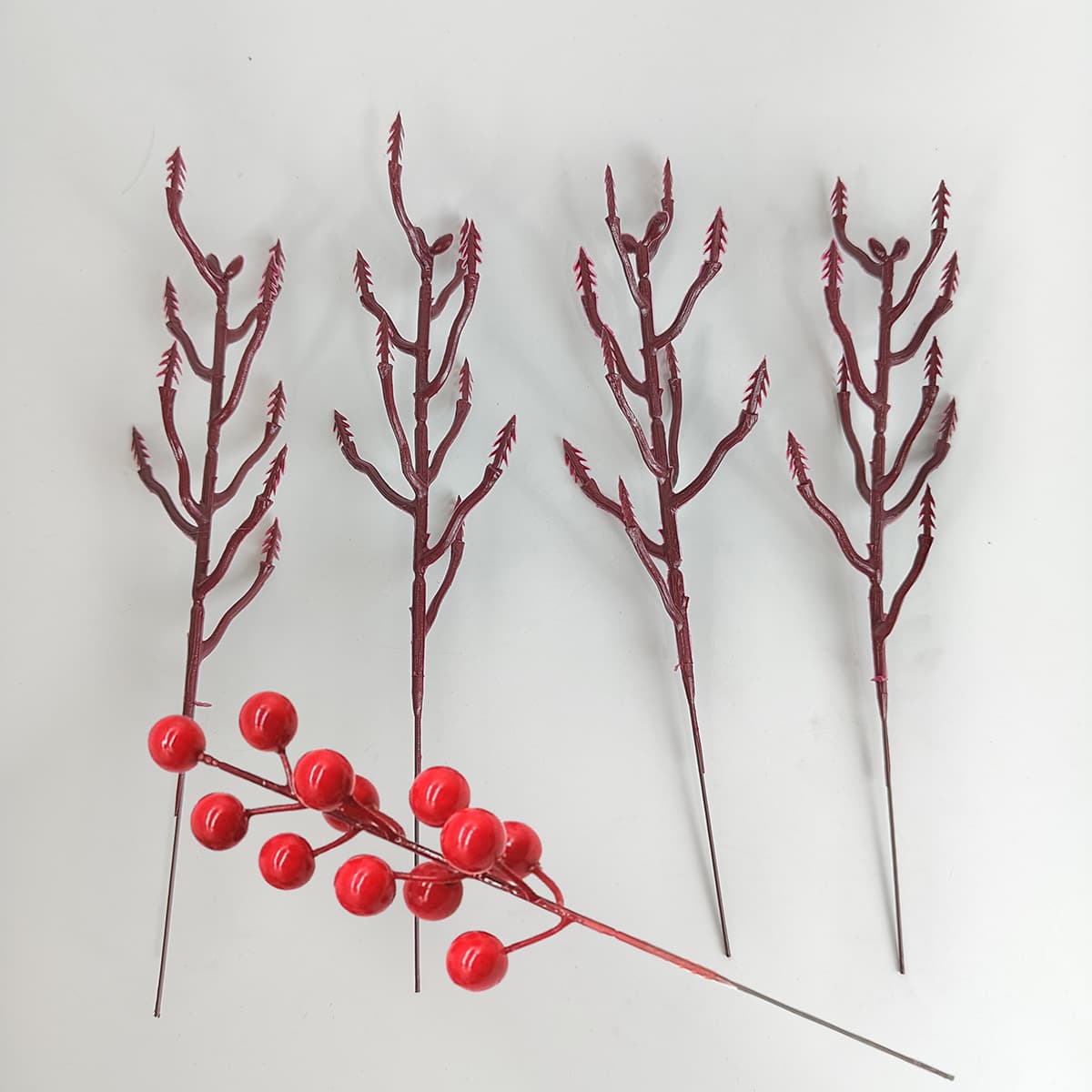 Fruit fortune fruit 9 fork branch accessories wire crafts red fruit holly fruit fork red fruit holly high simulation