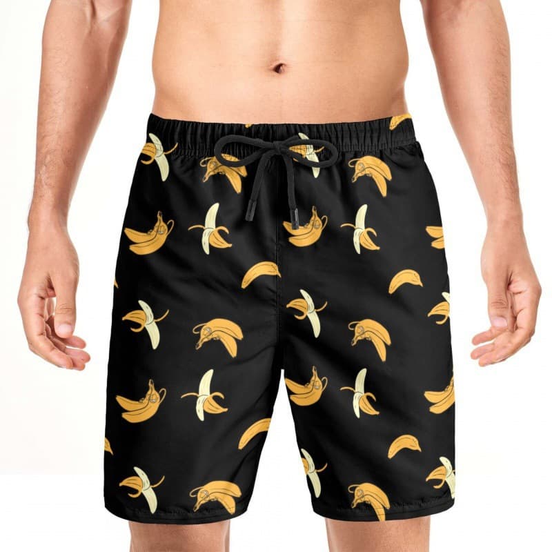 New Cross-Border Hot Selling Men's Shorts Beach Shorts 3D Digital Personality Casual Banana Shark Print Men's Shorts