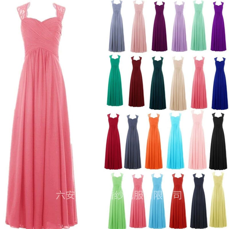 Chiffon Bridesmaid Dress A-Line Cap Sleeve Elegant Off-Shoulder Wedding Party Prom Formal Evening Gown Bodycon Long Dress