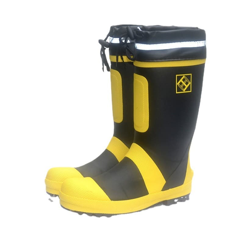 Supply Steel Toe Safety Rain Boots Anti-Puncture Steel Sole Rubber Rain Boots High-Top Waterproof Rubber Boots Fire Training Competition