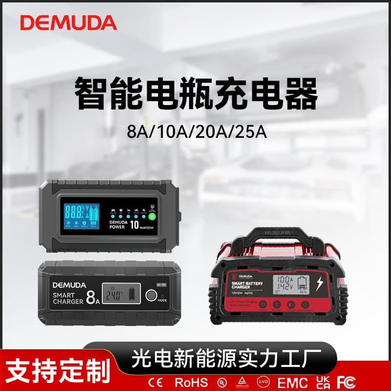 Car Battery Charger 12V 24V 8A 10A 20A 25A Lead-Acid + Lithium Battery Repair Charger