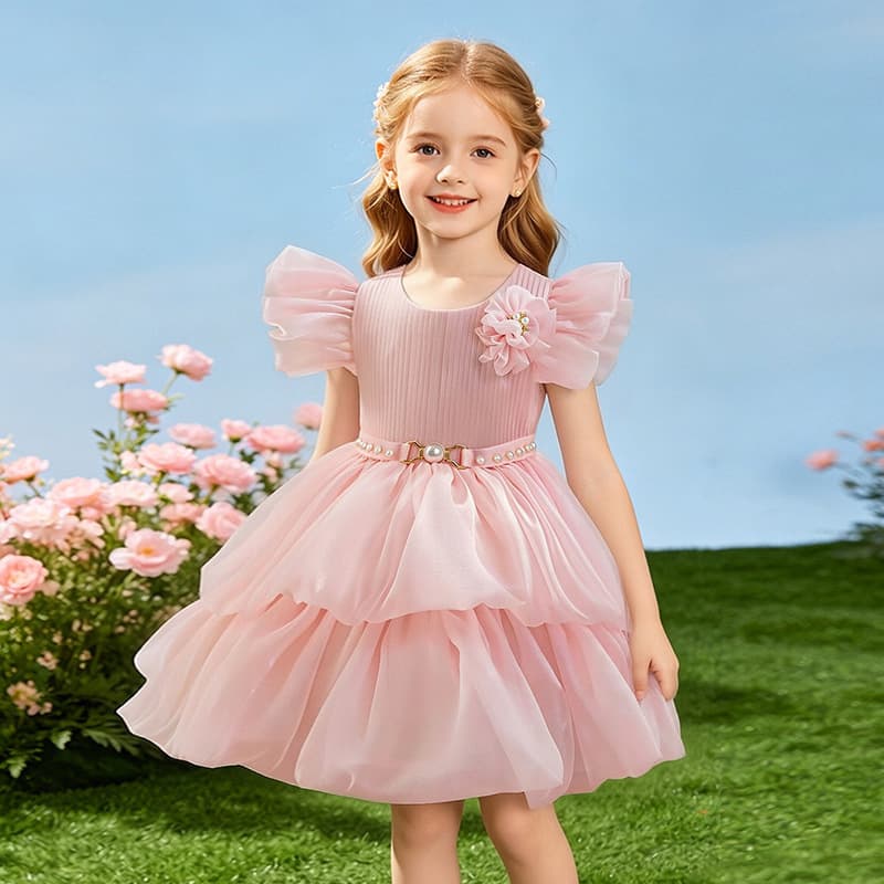 Children's Evening Dress Flower Girl Wedding Girls Puffy Tulle Dress Girls Birthday Host Performance Dress Princess Dress