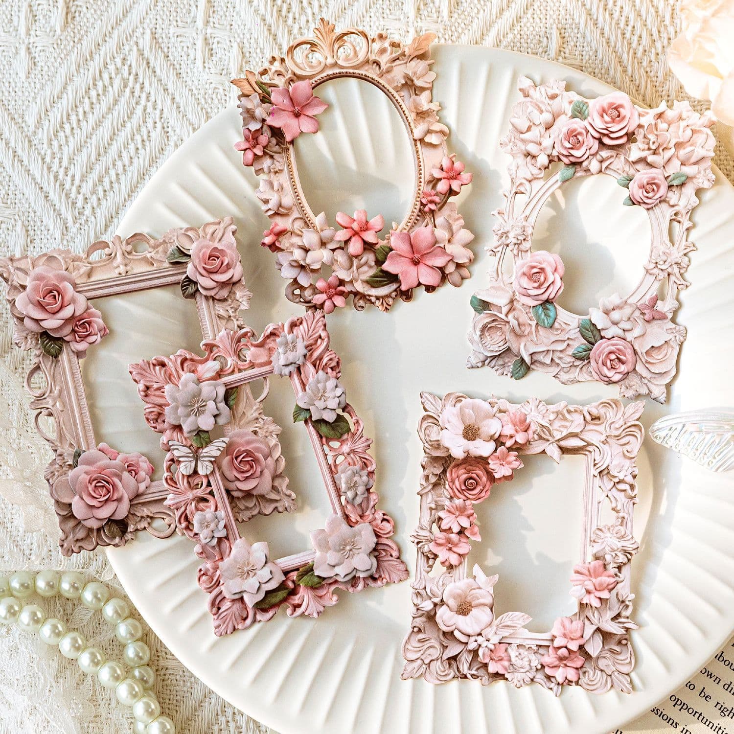 Mo Mo Collage Card Flower Mirror Manor Series Floral Retro Hollow Frame Handbook Decoration 10 Cards 6 Styles