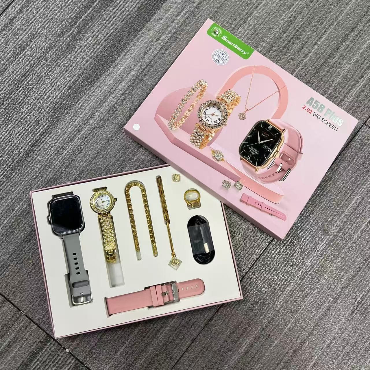 A58 Plus Smart Watch 2.01-inch Bluetooth Calling Full Diamond Elegant Women's Gold Watch Jewelry Hot Selling Cross-border