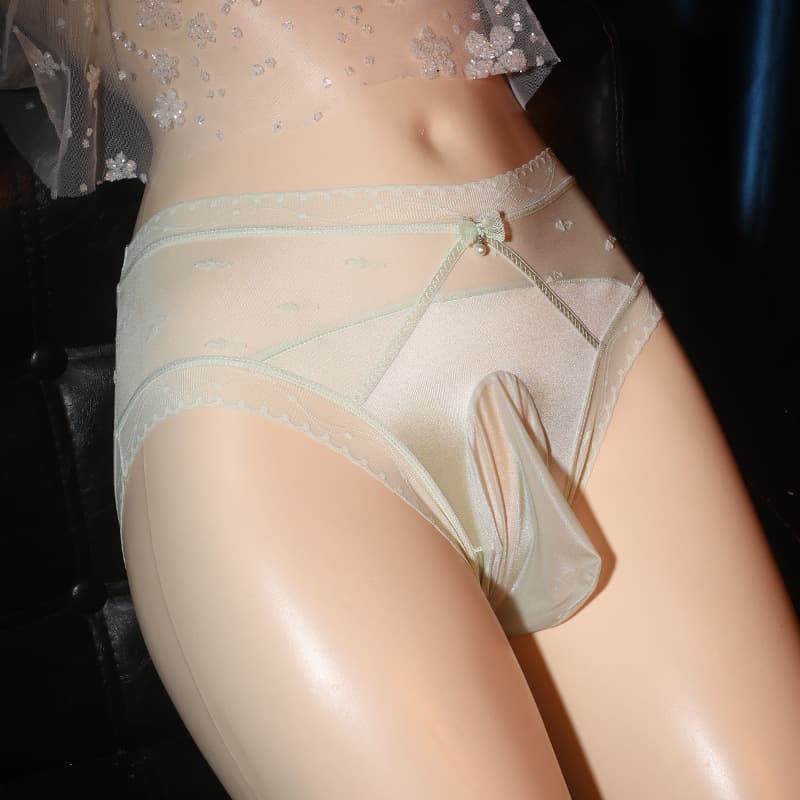 Luxury sexy men's transparent lace underwear, seamless, breathable, openwork, naked feel, thin, silky, and comfortable.