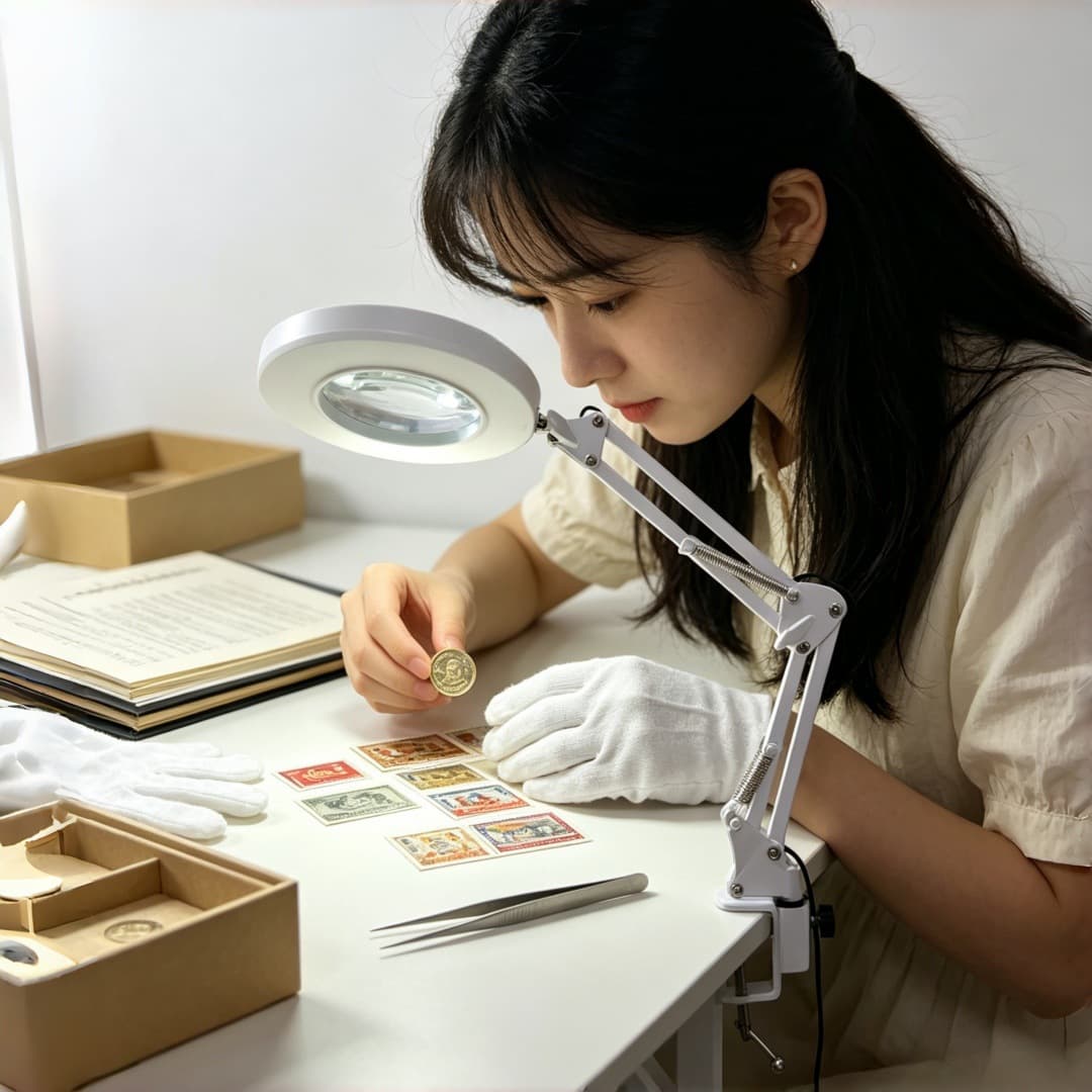 Foldable 20cm mother-in-law magnifying glass table lamp black and white USB magnifying glass lamp mobile phone repair workbench photo