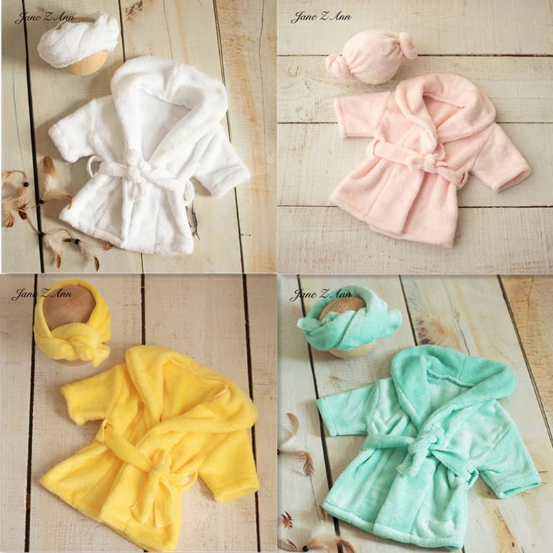 Kids Photography Bathrobe White Thickened Photo Shoot Robe Baby Photo Session Bathrobe Set Infant Bathrobe