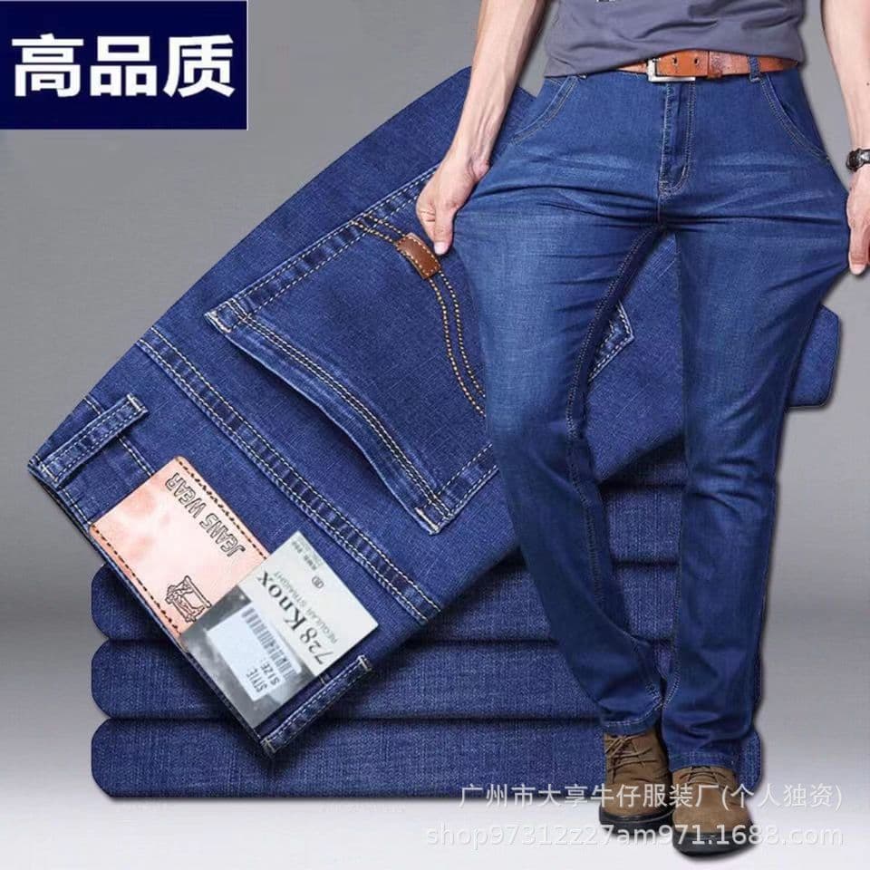 Summer High Quality Stretch Denim Jeans for Men Loose Straight Business Casual Big Size High Waist Cheap Wholesale Jeans