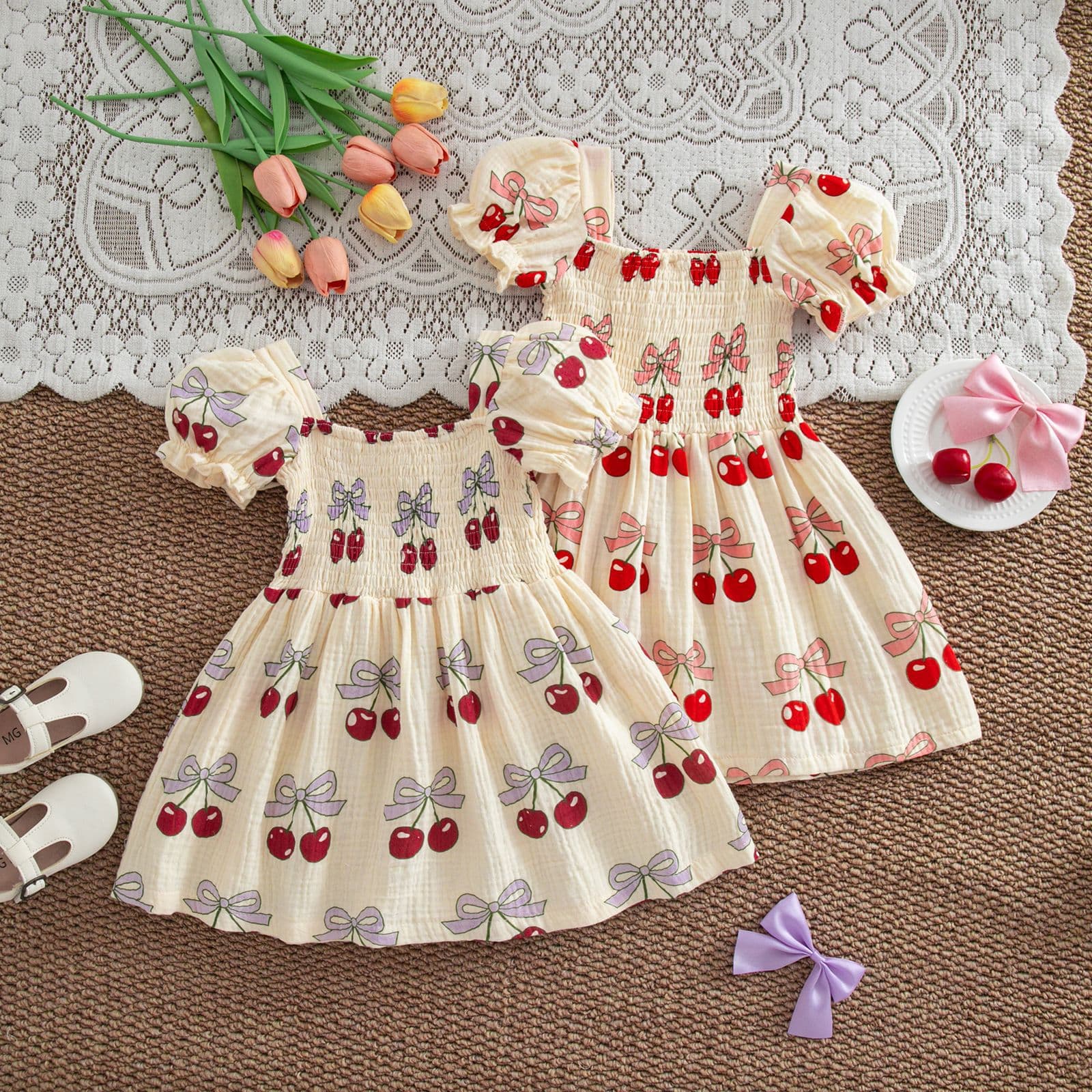 Girls' Summer Dress 2026 New Mid-Large Size Trendy Sweet Floral Dress Short Sleeve Korean Style Fashion Long Dress