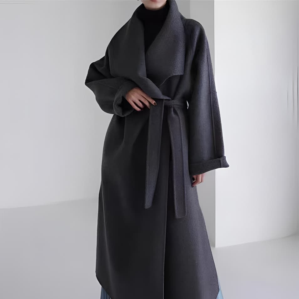 Autumn and Winter Atmosphere Bathrobe Cloak Shawl Long Double-sided Wool Vintage Wool Coat Women