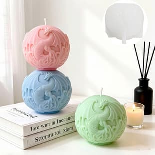 Round Ball Relief Flying Dragon Candle Silicone Mold DIY Creative Handmade Dragon Soap Scented Stone Decoration Mold