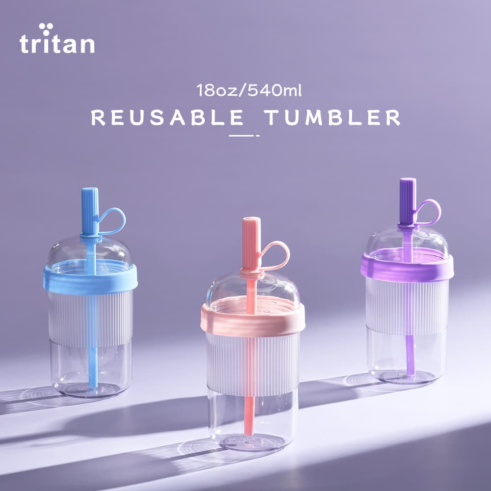 2026 New 540ml Tritan Straw Cup Milk Tea Cup Coffee Cup Multi-color Portable Straw Water Bottle for Cross-border