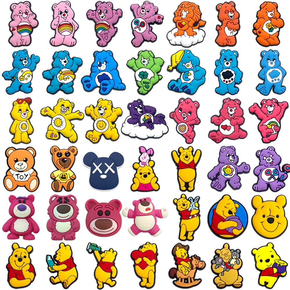 Cute Little Bear Shoe Charms for Crocs Holes, Love Bear Winnie the Pooh Strawberry Bear Shoe Accessories Cross-Border Boutique