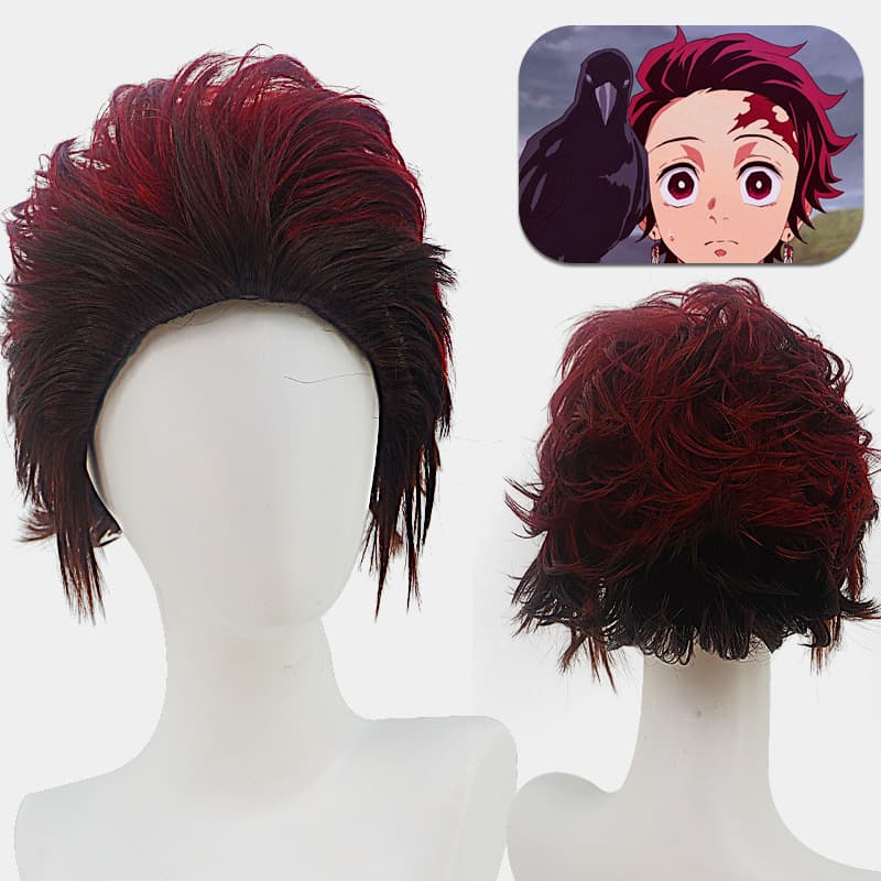 Anime Wig New Demon Slayer Kamado Tanjiro Cosplay Anime Wig Cap