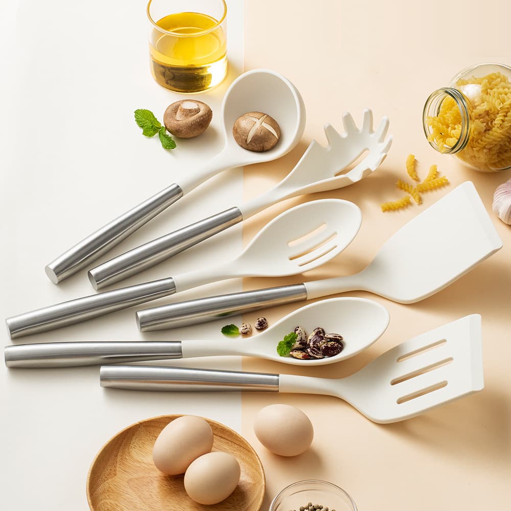 Cross-Border Silicone Kitchenware 6-Piece Set, Household Kitchen Cooking Spatula Spoon Set, High Temperature Resistant Spatula Soup Spoon