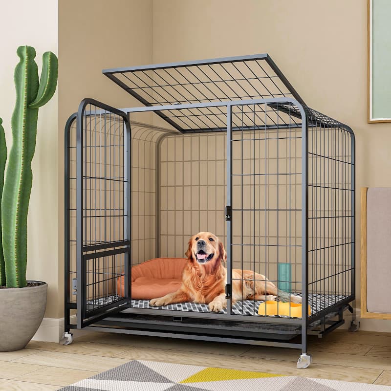 Dog Cage Medium Large Indoor with Toilet for Border Collie, Labrador, Golden Retriever Pet Cage