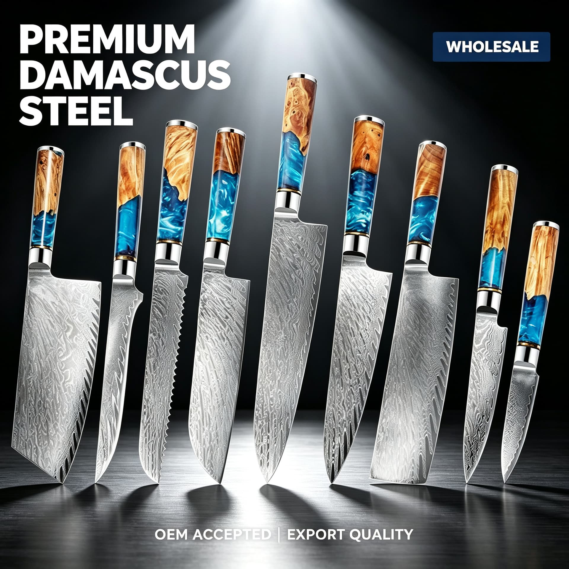 Amazon's best-selling chef's knife VG10 steel Damascus resin handle set stainless steel chef's meat cutting knife