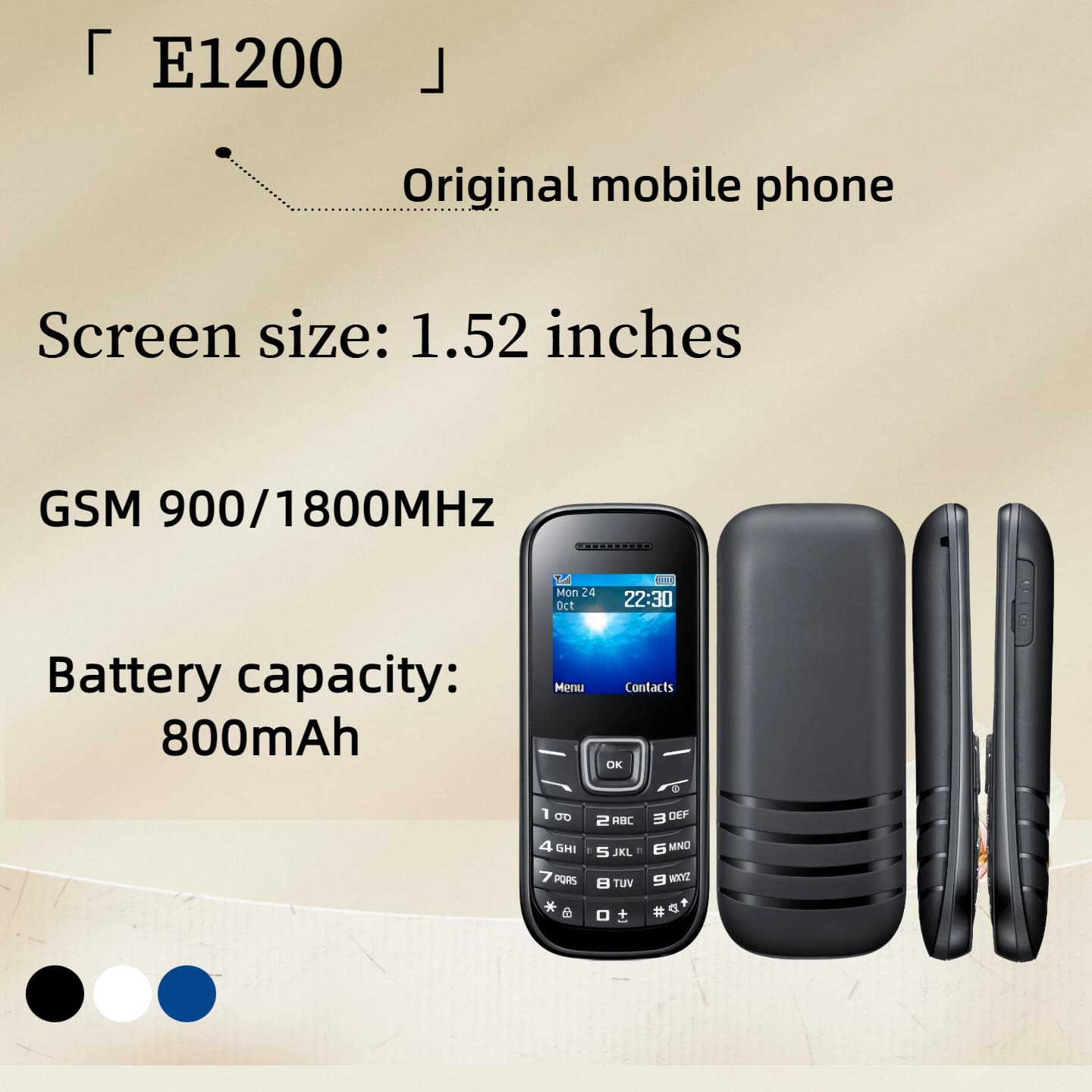 Cross-border mobile phone E1200 GSM mobile cellphone 2G dual SIM foreign trade candy bar mobile phone for the elderly