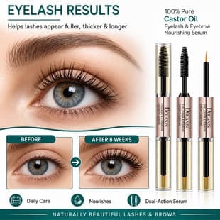 Double-Ended Castor Oil Eyelash Serum Eyebrow Thickening Lengthening Curling Natural Care Lash Serum Cross-border Export English