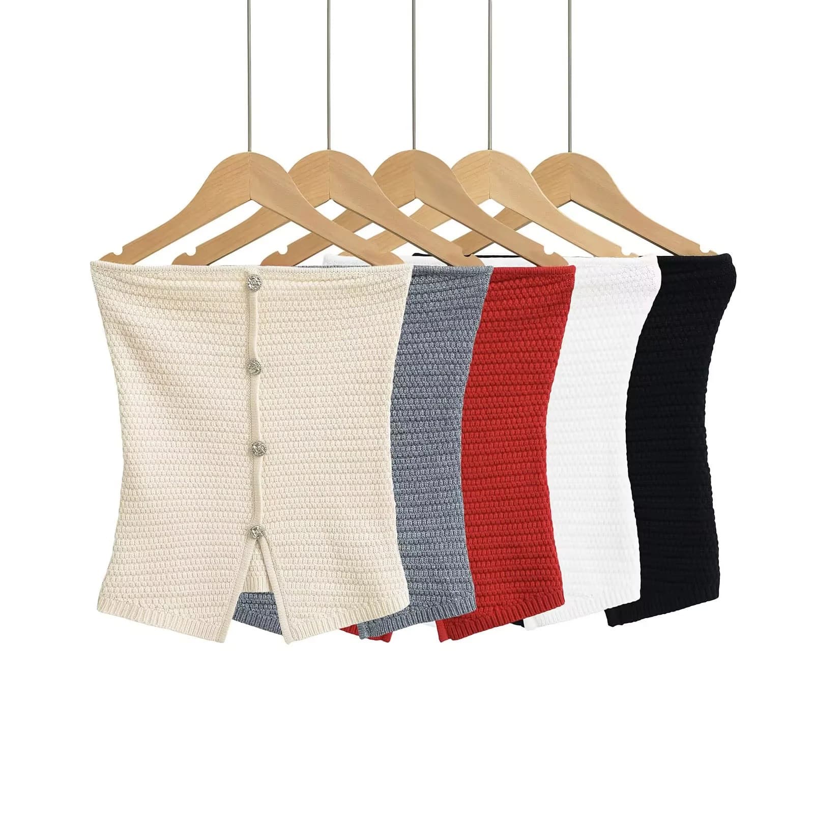 American-style Knitted Button Wrap Vest Top for Women, New Summer Pure Desire Slim Fit Outerwear or Innerwear Tube Top