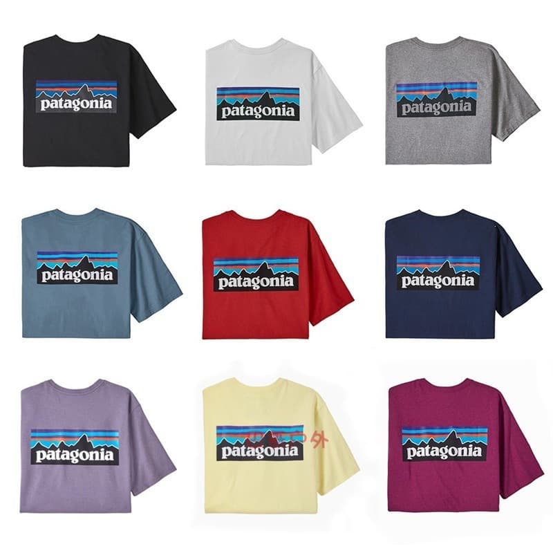 pata Patagonia outdoor pure cotton short-sleeved T-shirt for men and women P-6 mountain range printed T-shirt 100 men's summer T-shirt