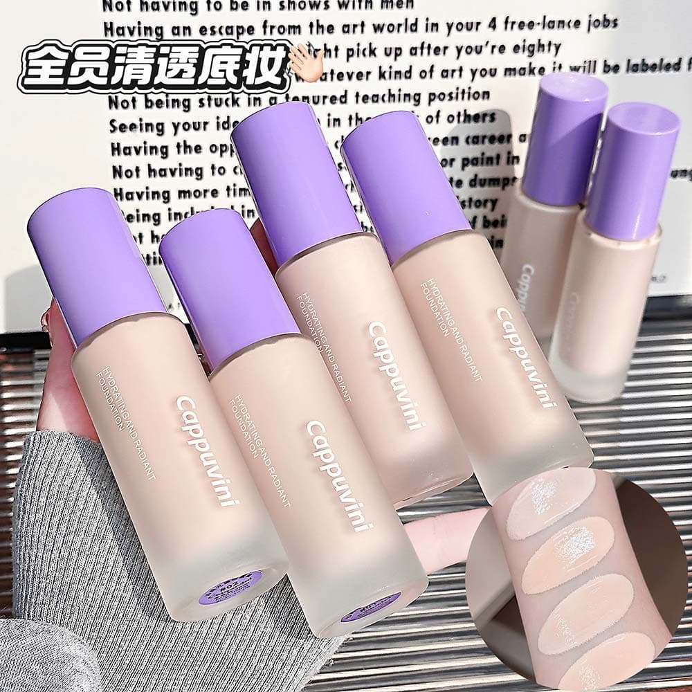 CAPPUVINI luminous liquid foundation, moisturizing concealer, invisible pores, long-lasting, waterproof and non-easy to remove makeup foundation