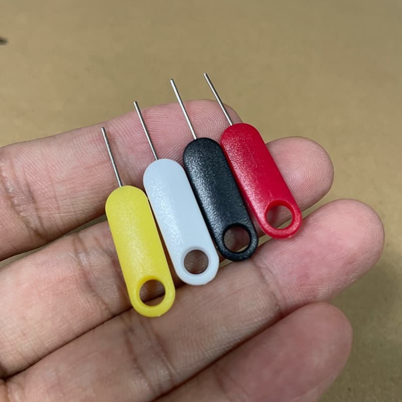 12mm SIM Ejector Tool in Black, White, Red, and Yellow for Electronic Device Reset and Restart