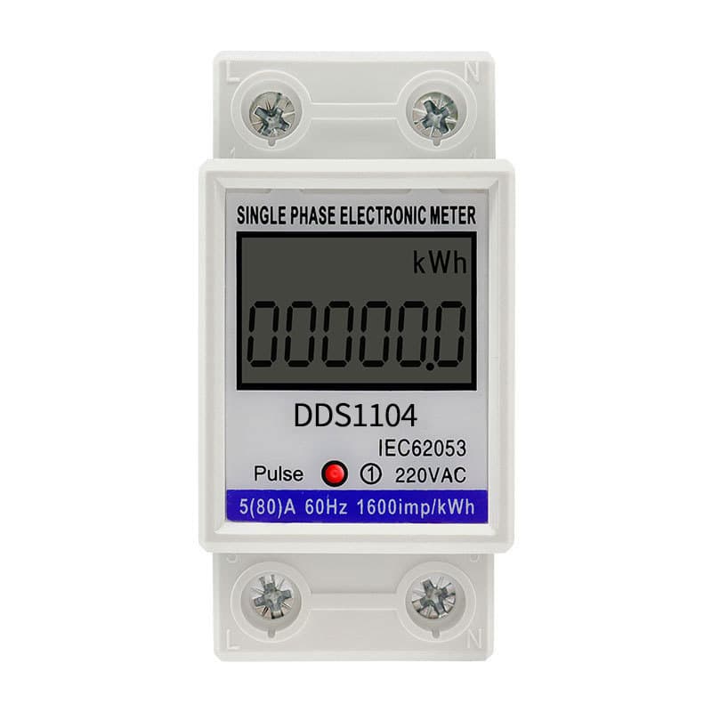 Single-Phase Energy Meter Rail-Mounted Smart Digital Display Meter 220V Electronic High-Precision Watt-Hour Meter 2P Household Electric Energy Instrument