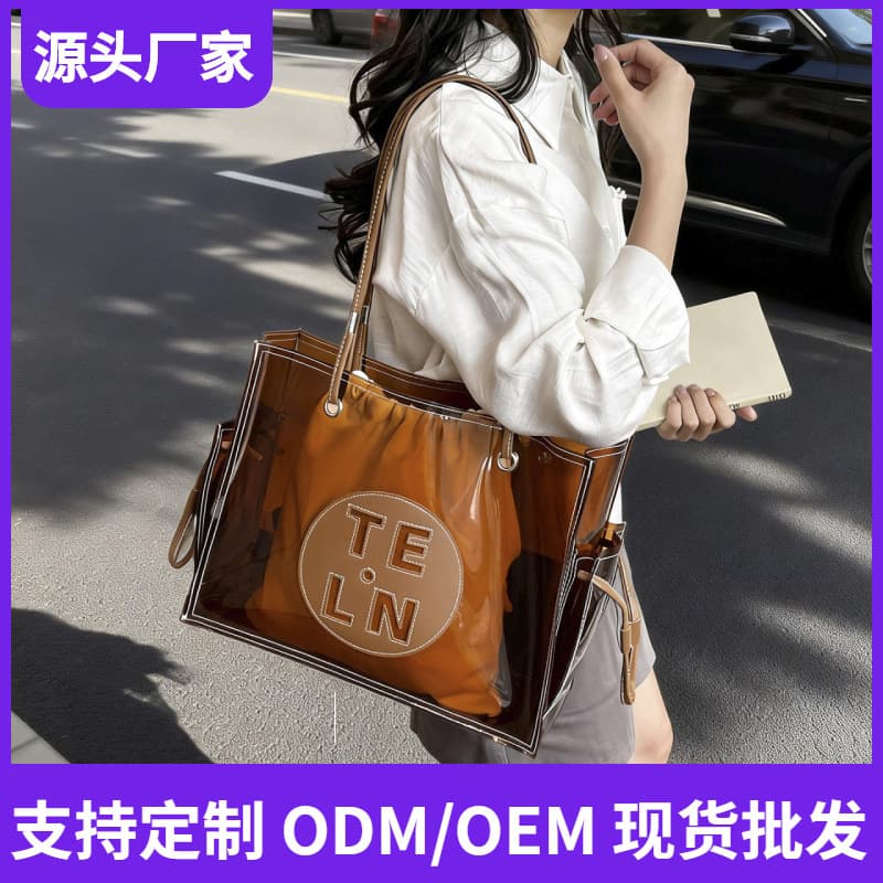 2026 New European and American TB Women's Bag Large Capacity Shopping Bag Fashionable and Versatile One-Shoulder Portable Mommy Commuting Tote Bag