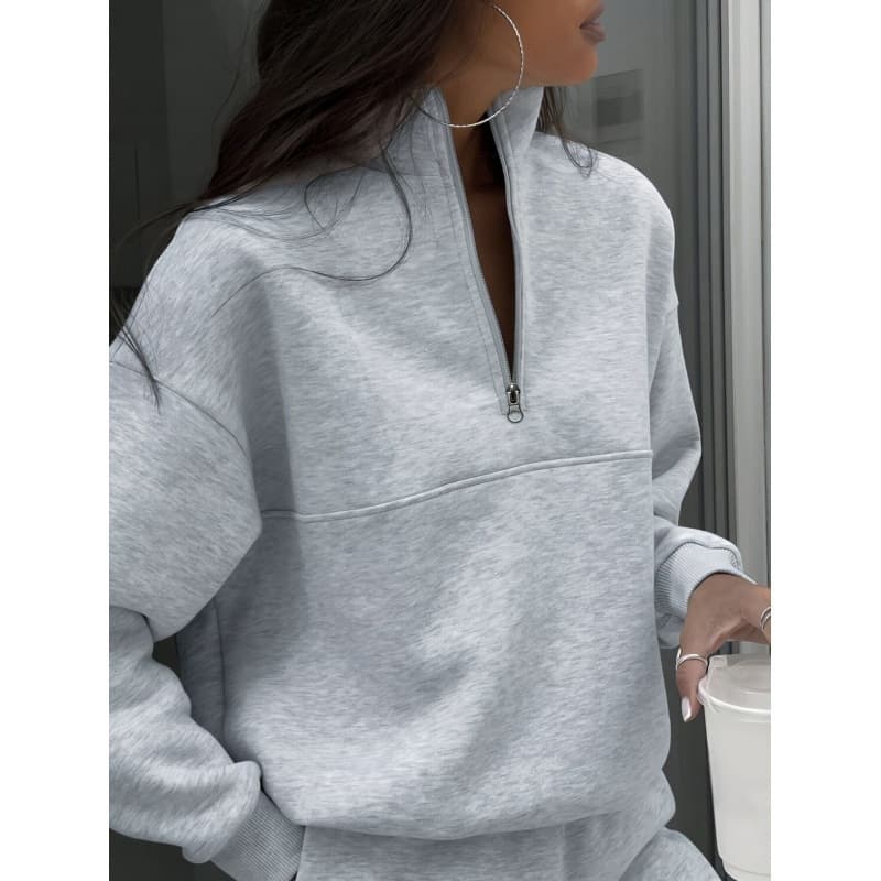 2026 cross-border foreign trade new European and American style light purple half-zip casual sports velvet sweatshirts in stock wholesale