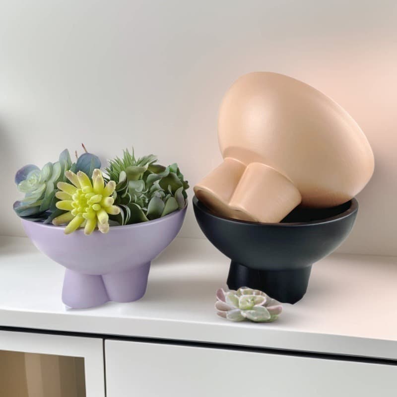 Free Shipping Nordic Succulent Arrangement Pot Abstract Human Short Leg Cute Flower Pot Large Diameter Succulent Ceramic Pot