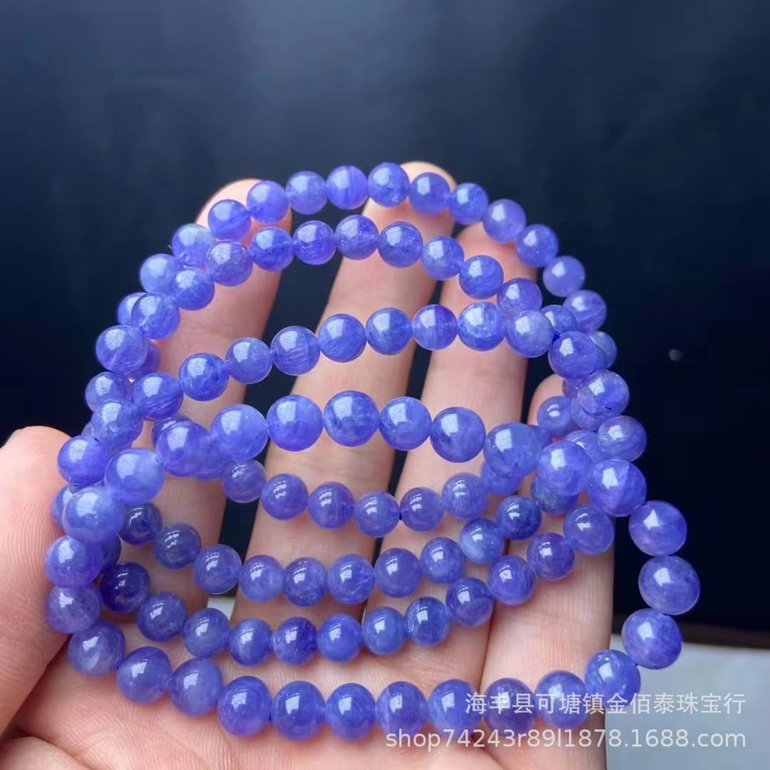 Natural Tanzanite Round Bead Bracelet Sapphire Blue Natural Tanzanite Wholesale Loose Beads Accessories Tanzanite