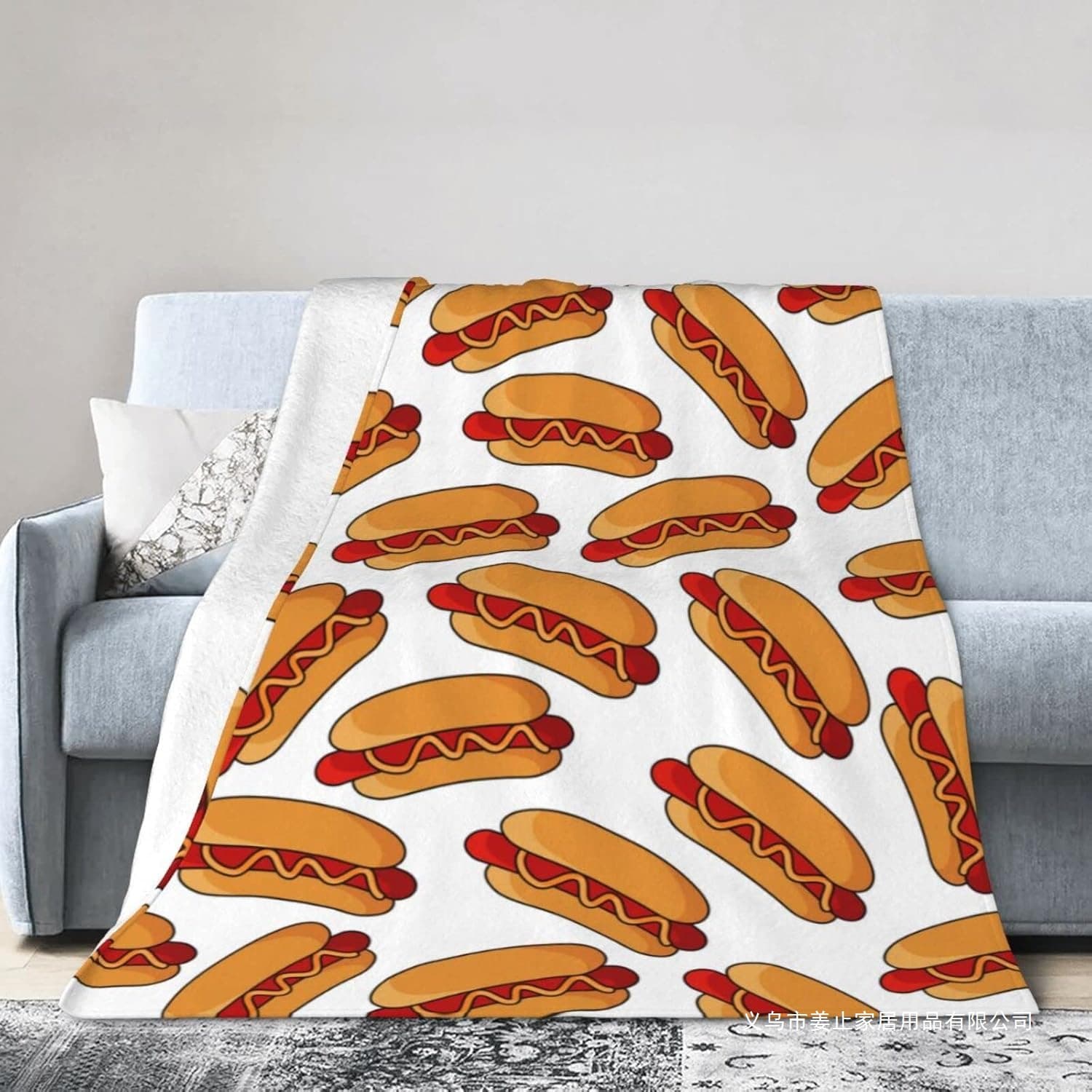 Hot Dog Food Digital Print Blanket Ultra Soft Warm Bed Blanket for Sofa Bedroom Office