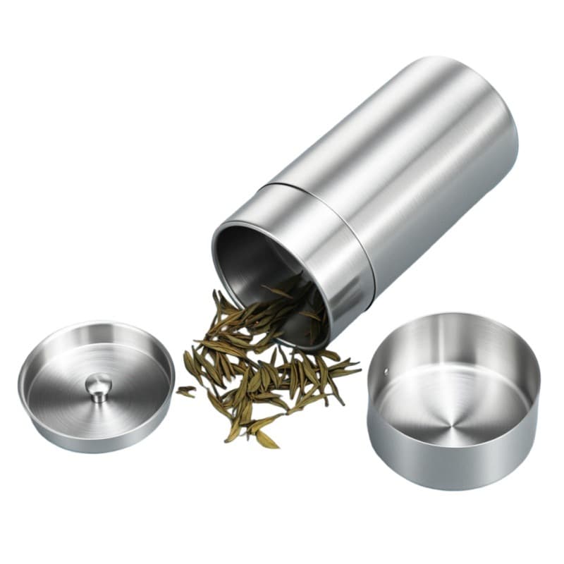 304 Stainless Steel Tea Canister, Airtight and Moisture-Proof, Portable Small Tea Container for Home and Travel