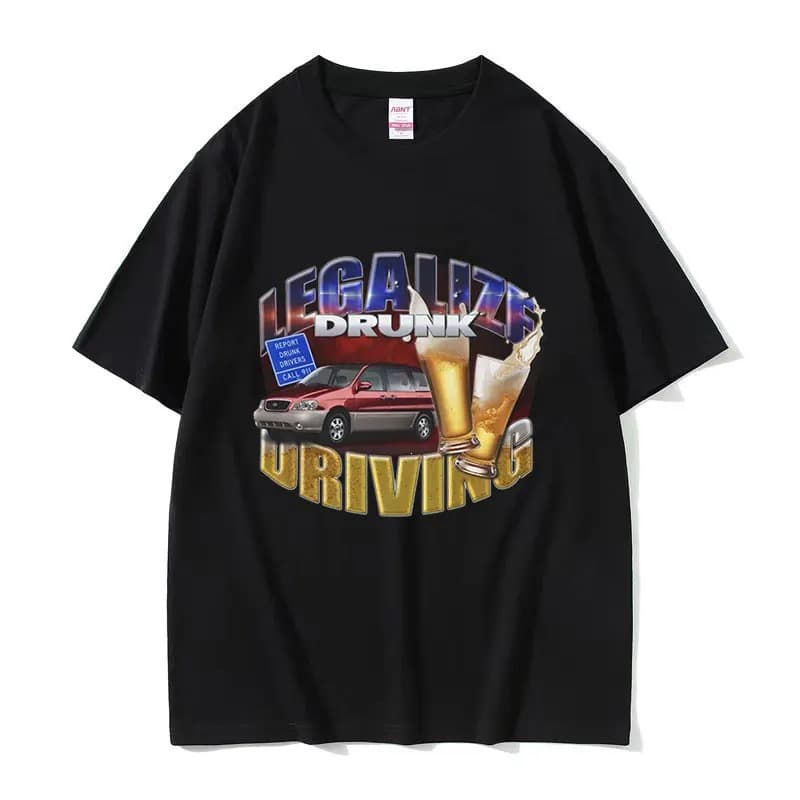 Legalize Drunk Driving Funny Graphic T-Shirt Men O-Neck Fashion Cotton Short Sleeve T-Shirt Vintage Harajuku T-Shirt