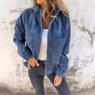 2024 Standalone Site Cross-Border Hot Selling New Solid Color Jacket Women's European American Simple Style Corduroy Hooded Coat